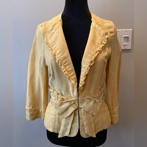 Vintage Anthropologie soft yellow linen blazer